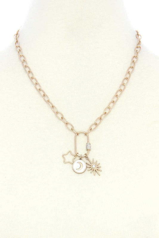 Star Moon Screw Lock Pendant Necklace