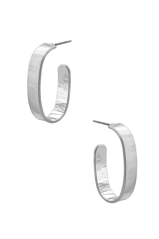 Metal Open Oval Hoop Earring