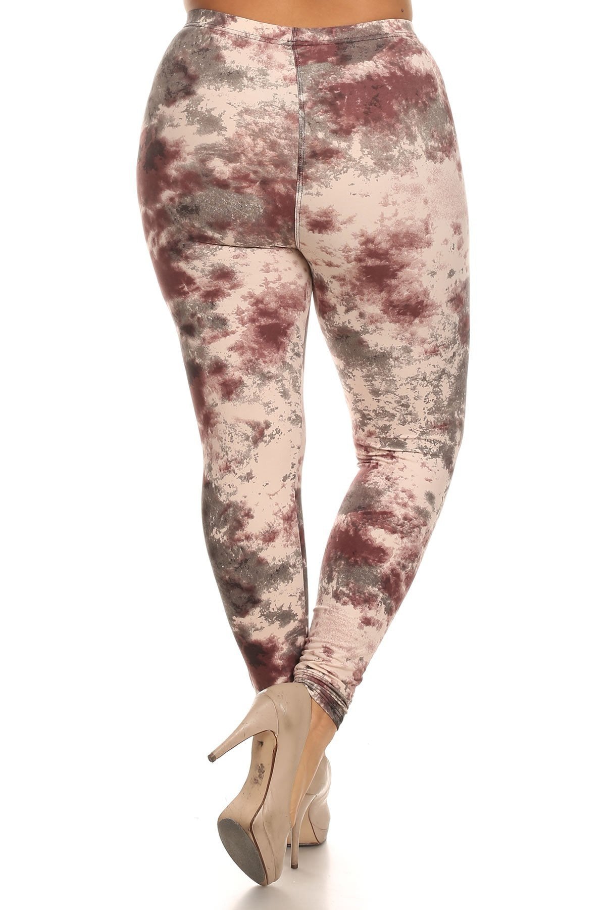 Plus Size Tie Dye Print, Full Length Leggings In A Fitted Style With A Banded High Waist