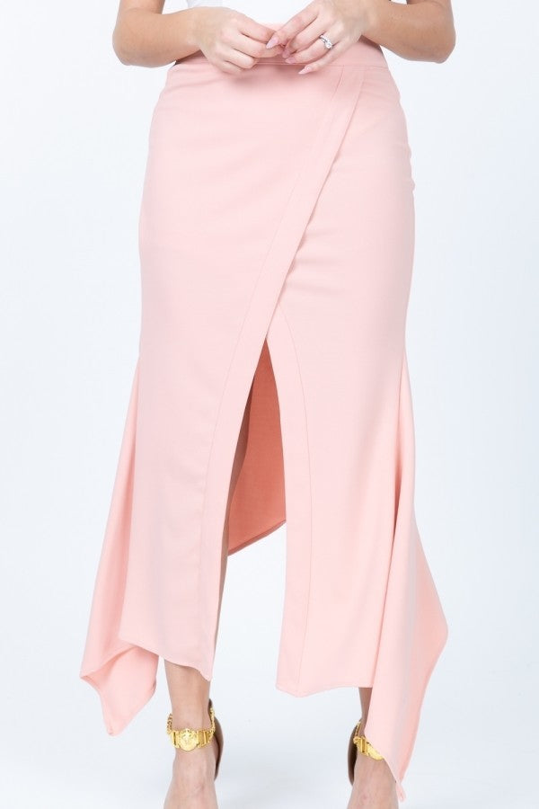 Front Overlap Asymmetrical Hem Skirt