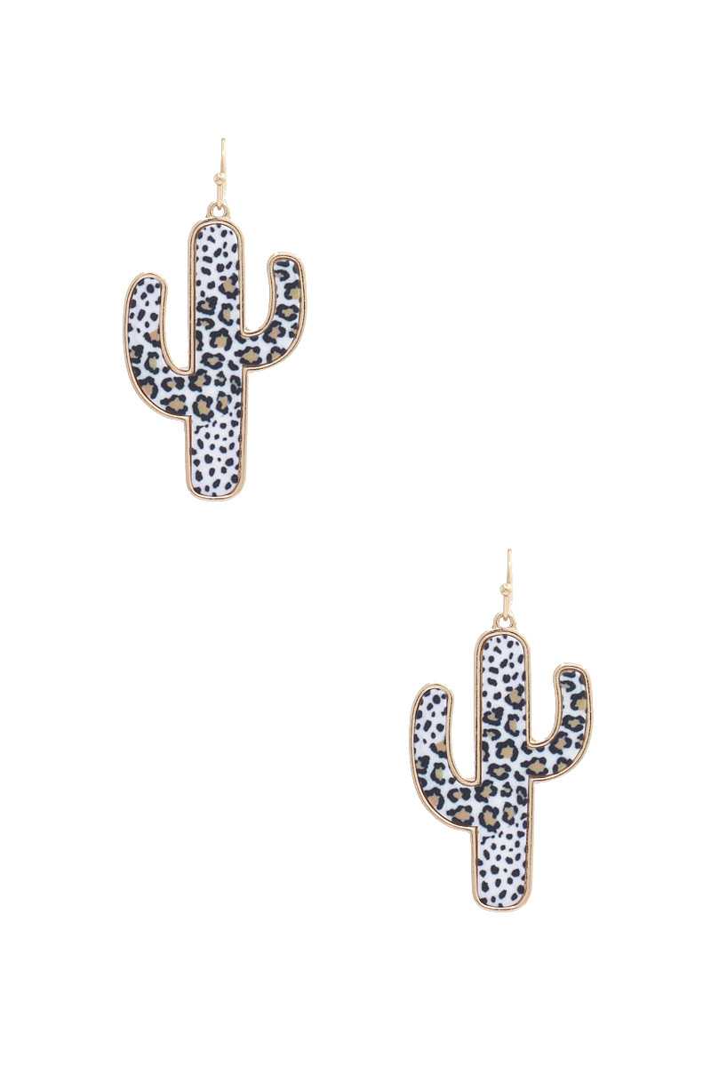 Leopard Pattern Cactus Shape Earring