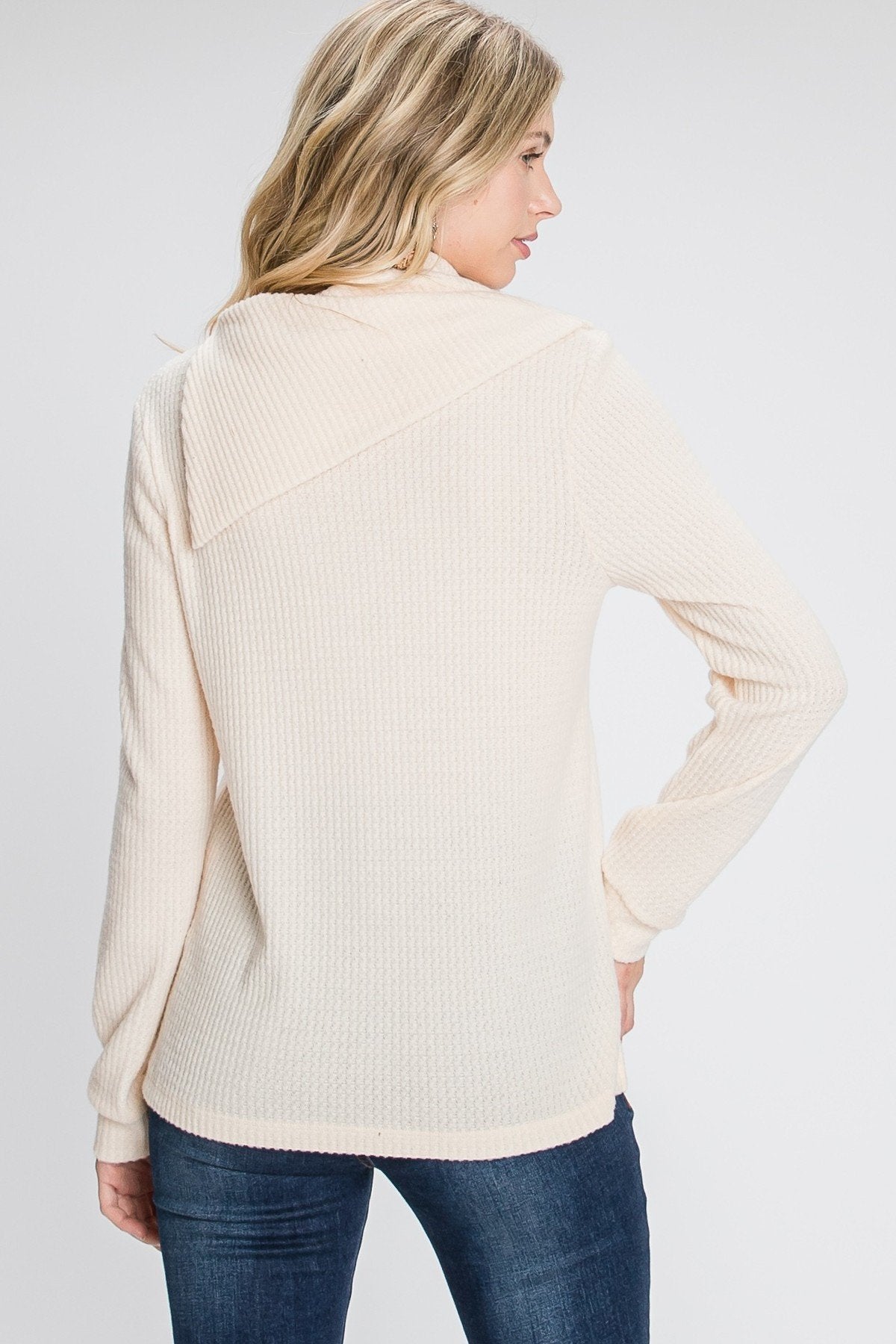 Buttoned Flap Mock Sweater