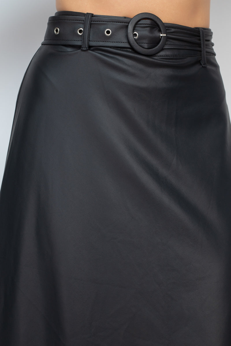 A-line Midi Leather Skirt