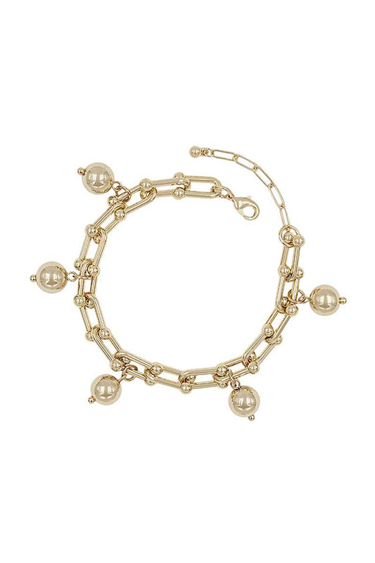 Metal U Chain Ball Charm Bracelet