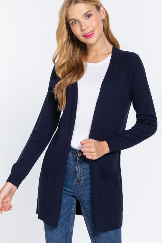 Raglan Slv Open Sweater Cardigan