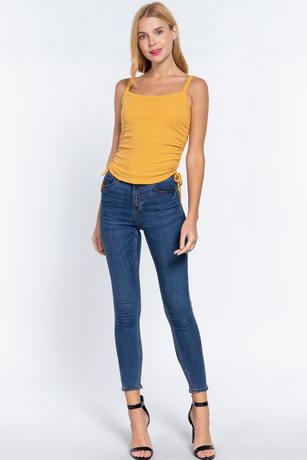 Side Ruched Cami Knit Top