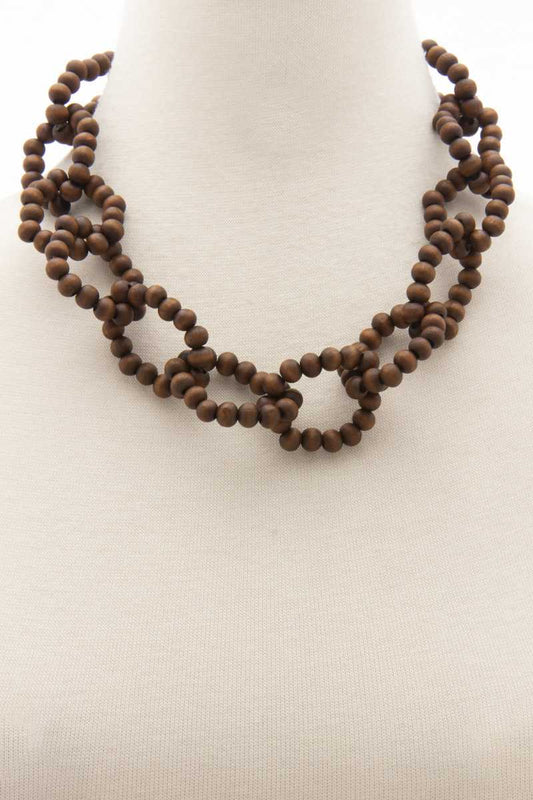 Color Wood Bead O Link Necklace