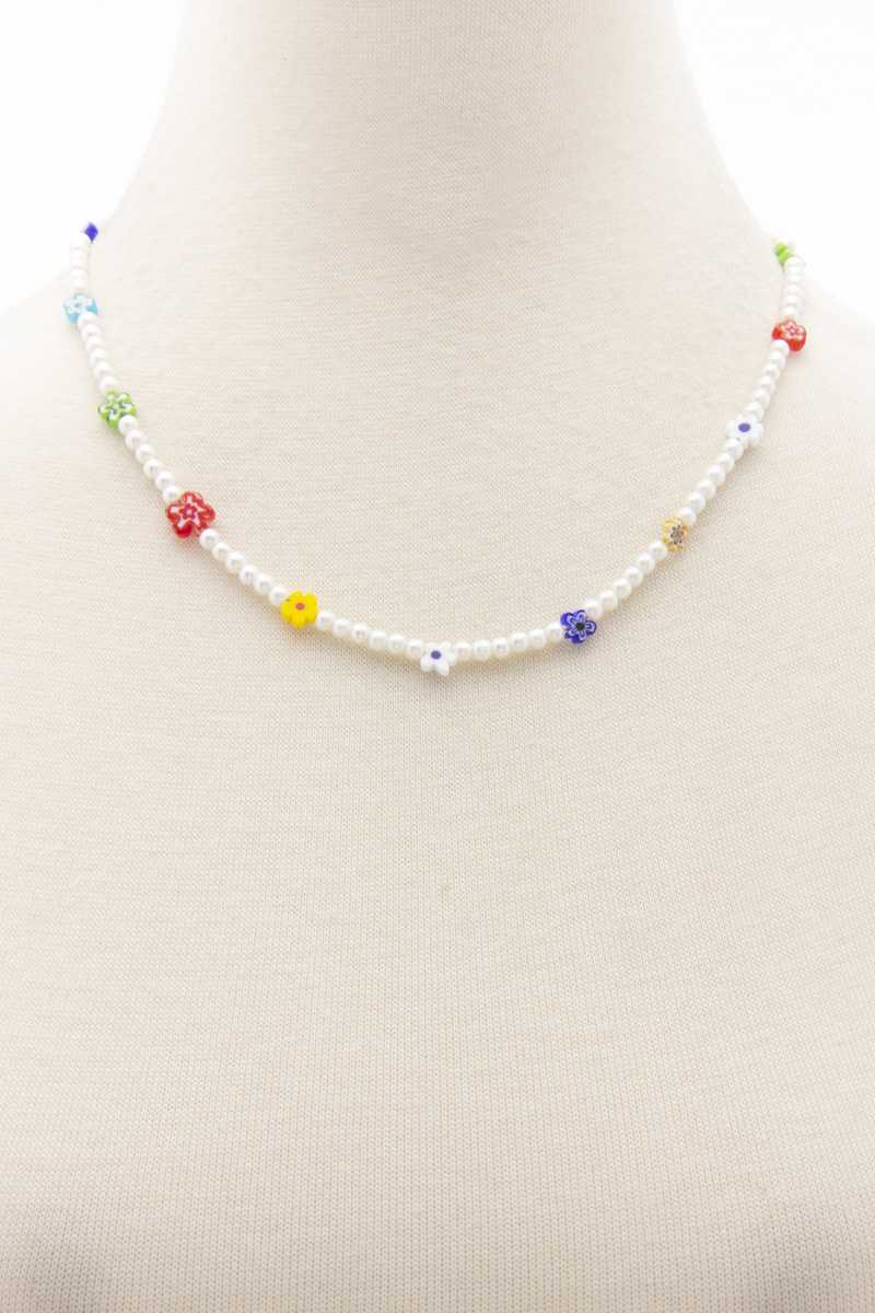 Flower Pearl Bead Necklace