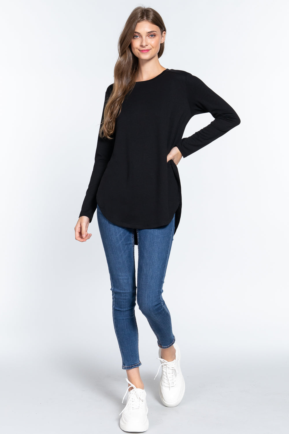 Long Slv Side Slit French Terry Tunic