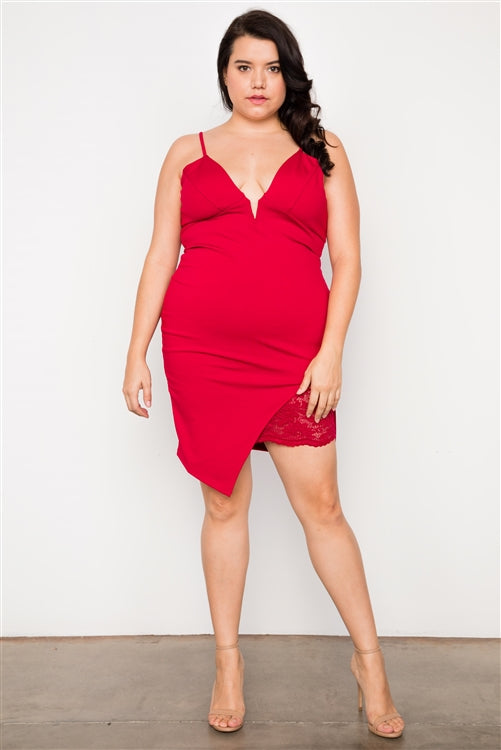 Plus Size Red Bodycon Cami Mini Dress