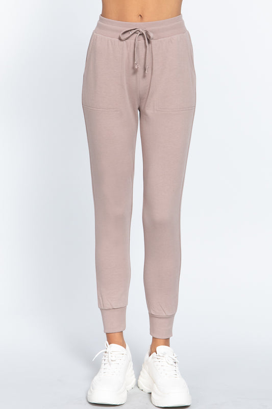 Waist Band Long Sweatpants With Pockets