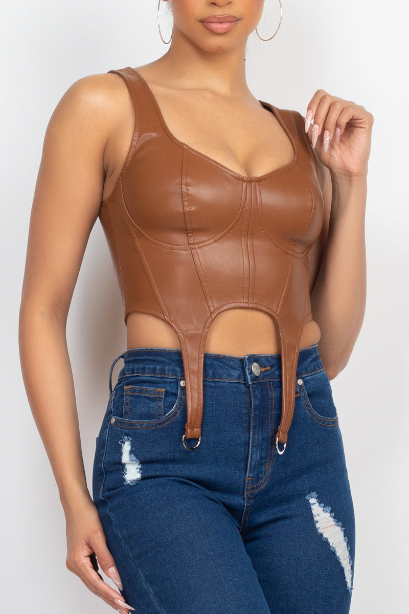 D-ring Sweetheart Bustier Leather Top