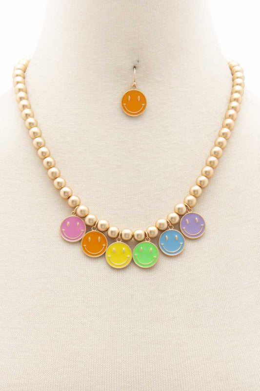 Colorful Happy Face Ball Bead Necklace