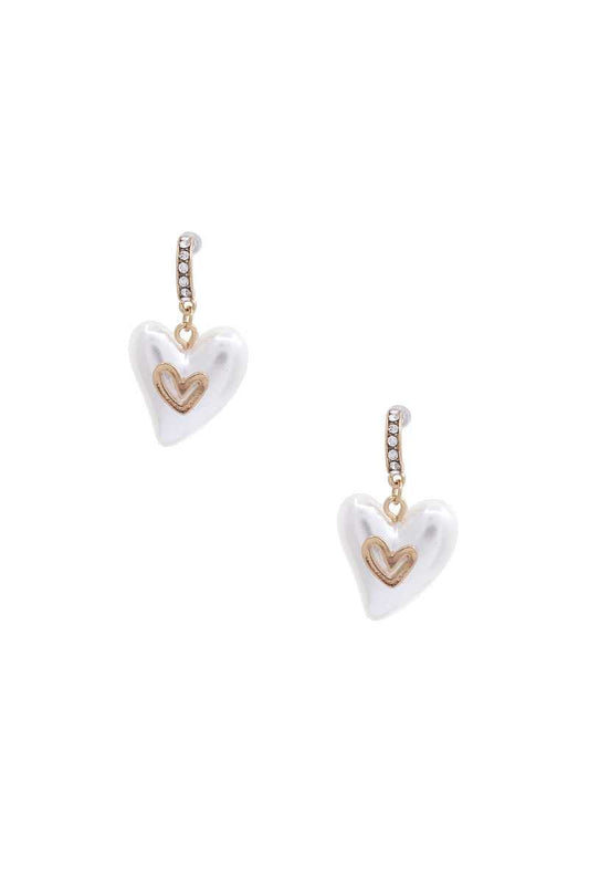 Pearl Heart Dangle Earring