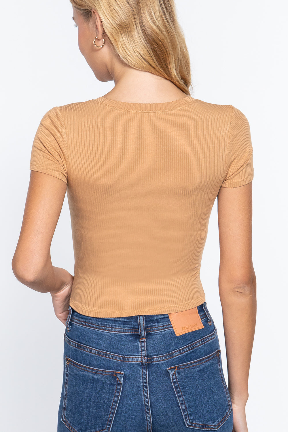 Short Slv Crew Neck Rib Crop Top