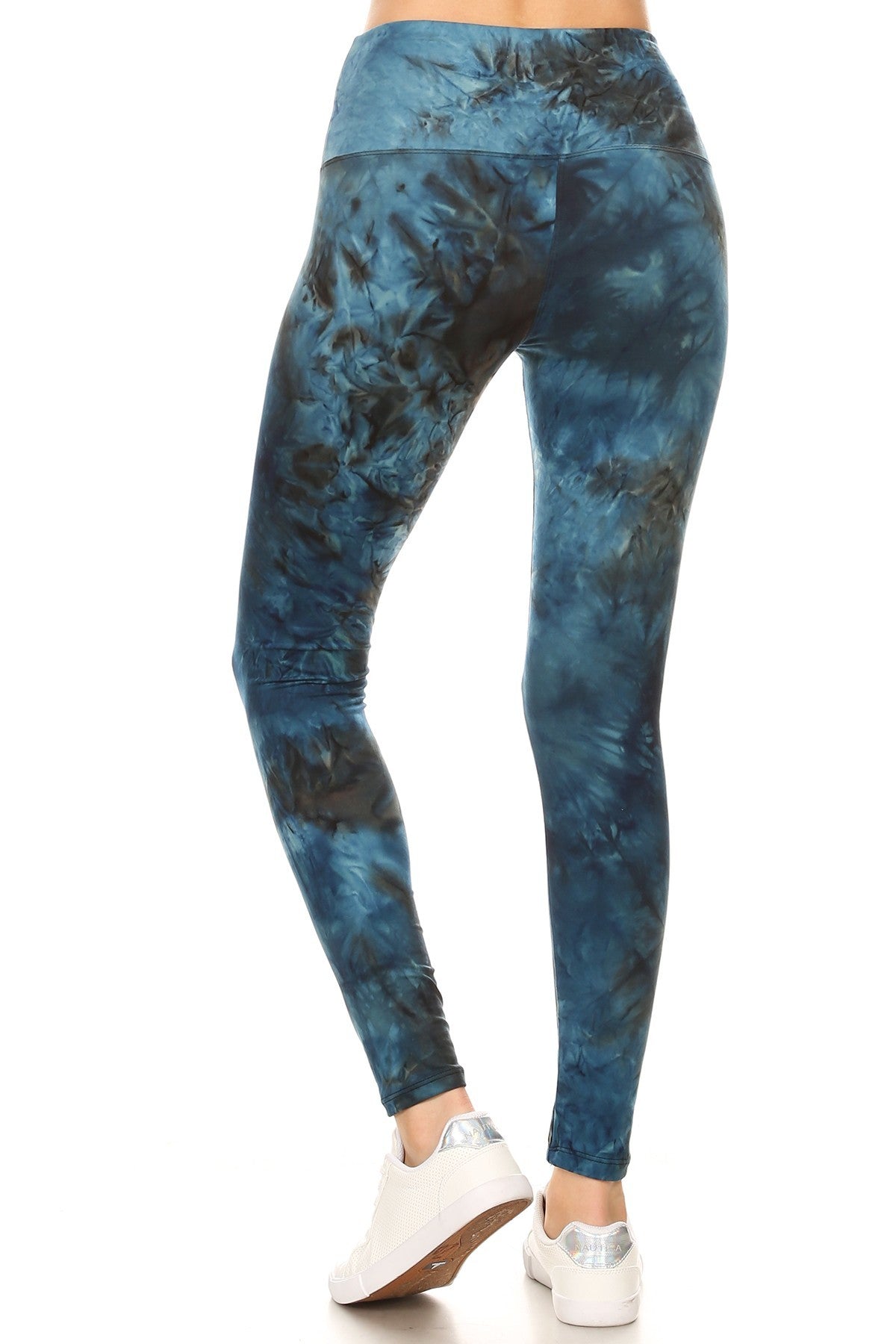 5-inch Long Yoga Style Banded Lined Tie Dye Printed Knit Legging With High Waist
