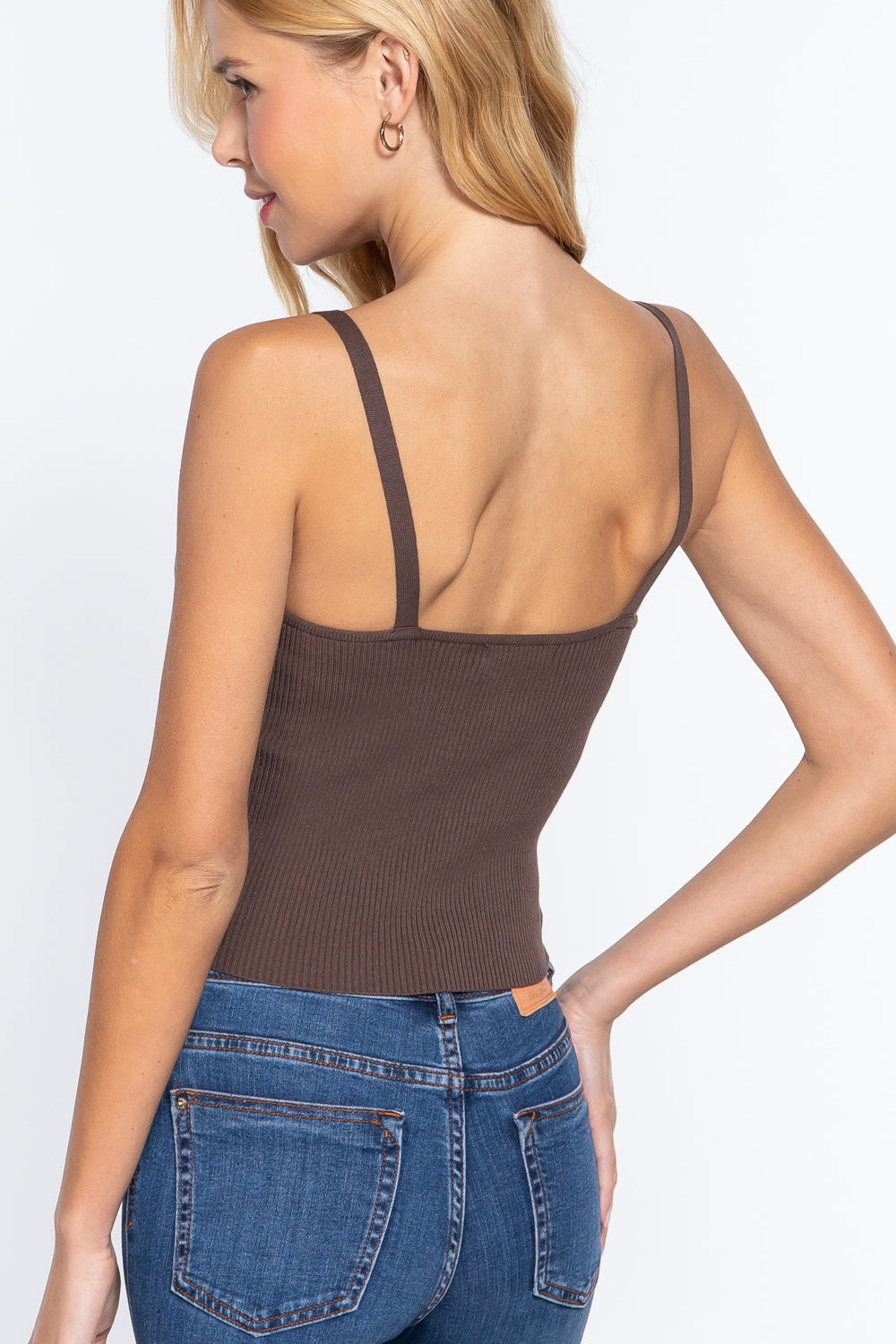 Front Closure With Hooks Sweater Cami Top