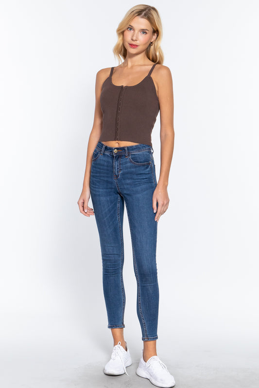 Front Closure With Hooks Sweater Cami Top