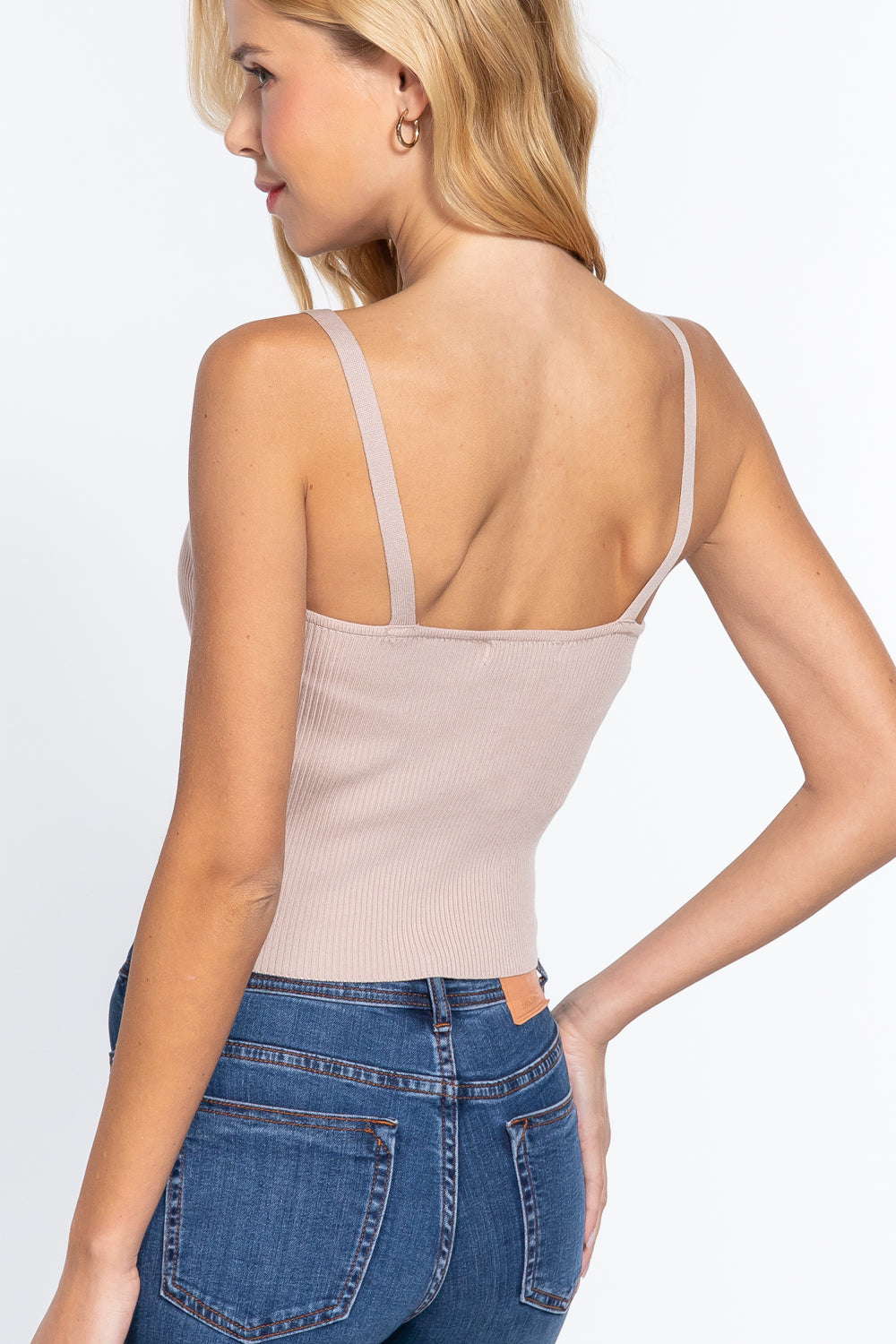 Front Closure With Hooks Sweater Cami Top