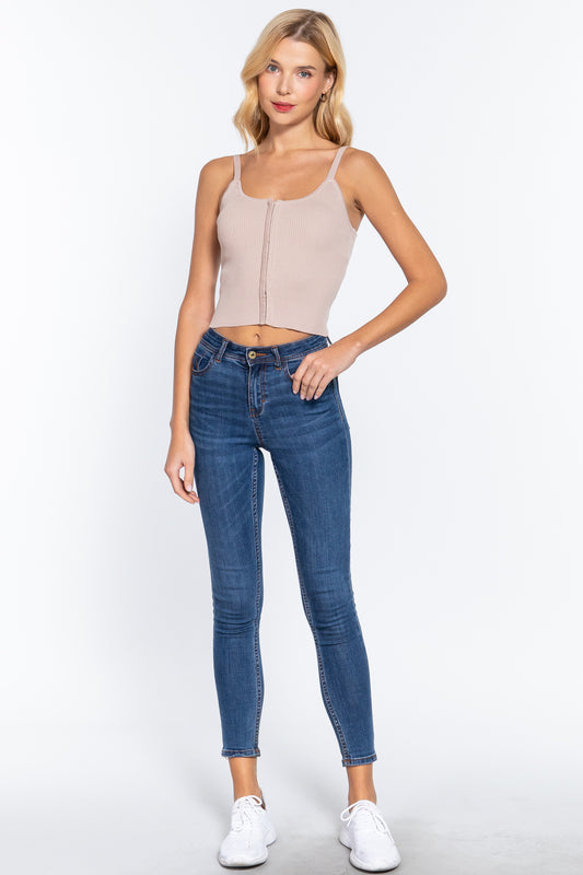 Front Closure With Hooks Sweater Cami Top