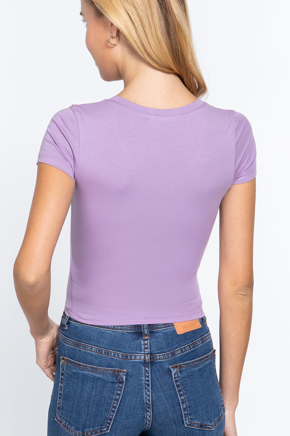 Short Sleeve V-neck Crop Top