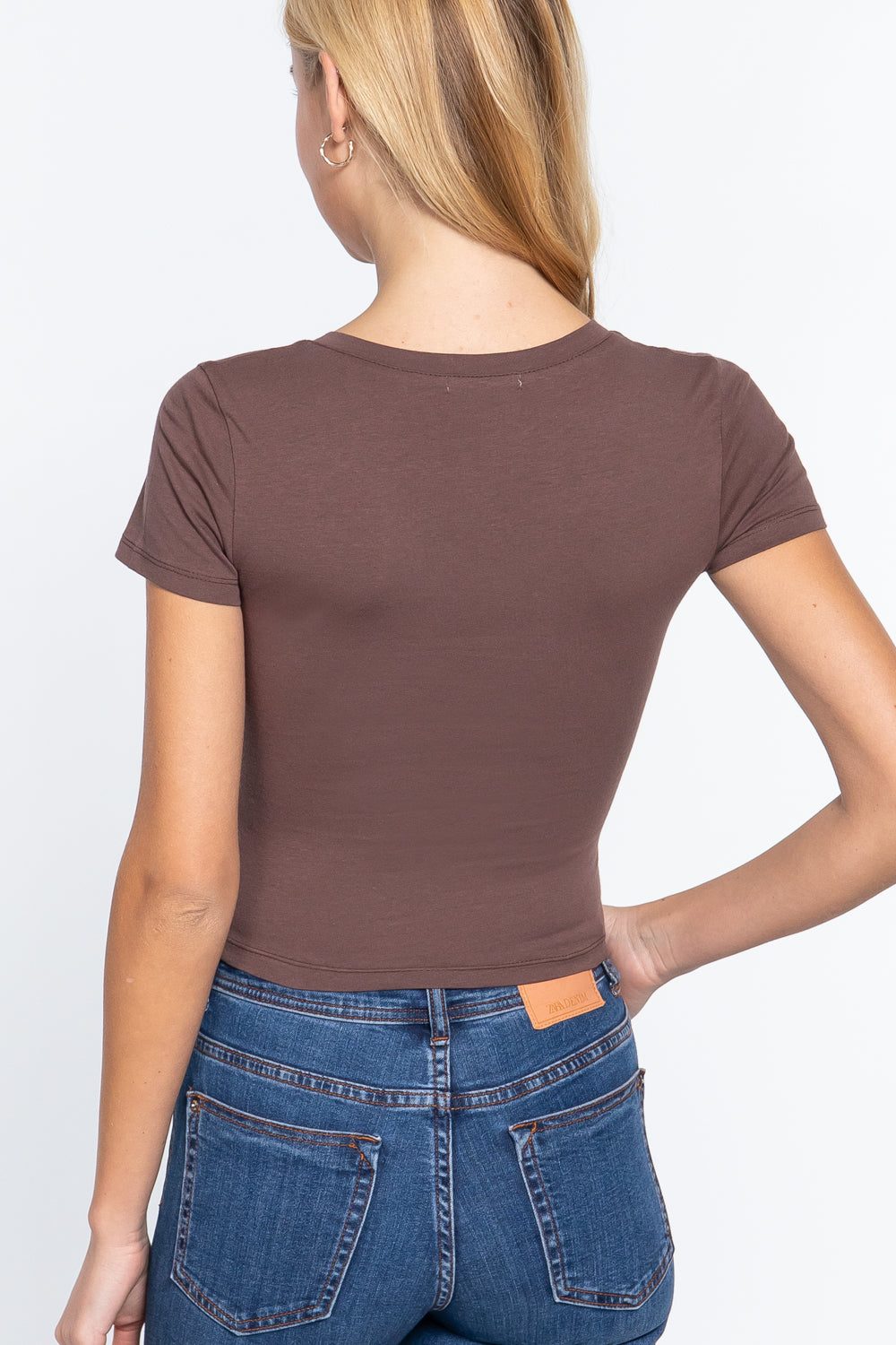 Short Sleeve V-neck Crop Top