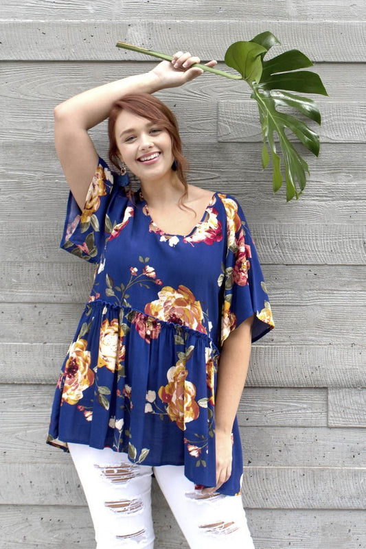 Floral Printed Loose-fit Crepe Blouse