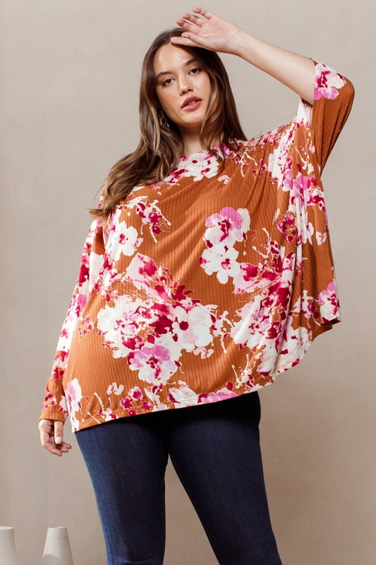 Floral Print Yummy Rib Knit Top