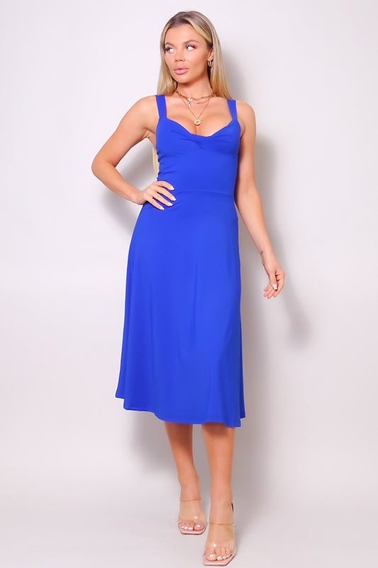 Sleeveless Twist Front A Line Midi Dress