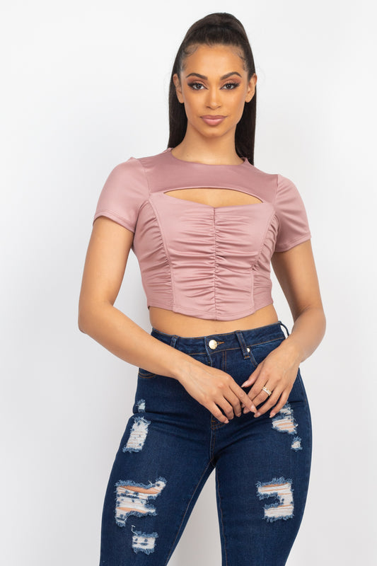 Front Cutout Ruching Top