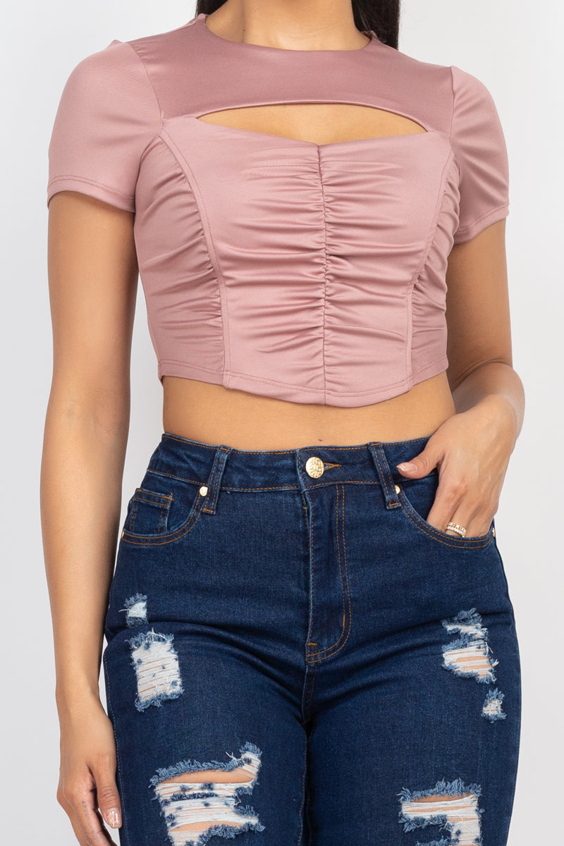 Front Cutout Ruching Top