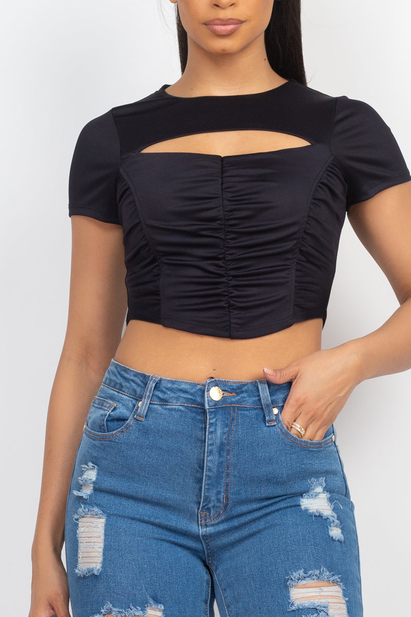 Front Cutout Ruching Top