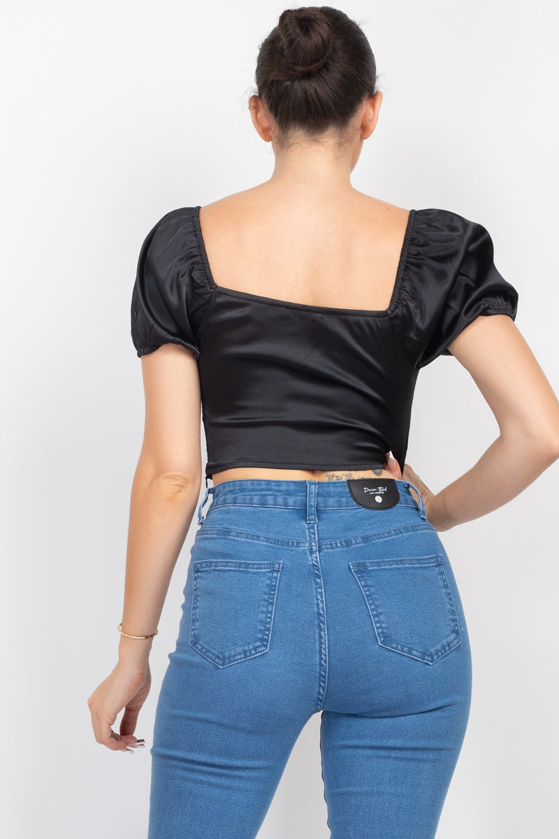 Puff Sleeve Sweetheart Crop Top