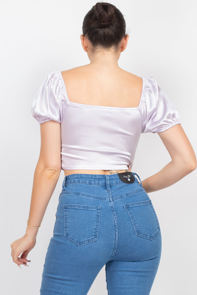 Puff Sleeve Sweetheart Crop Top