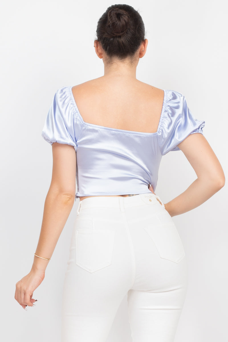 Puff Sleeve Sweetheart Crop Top