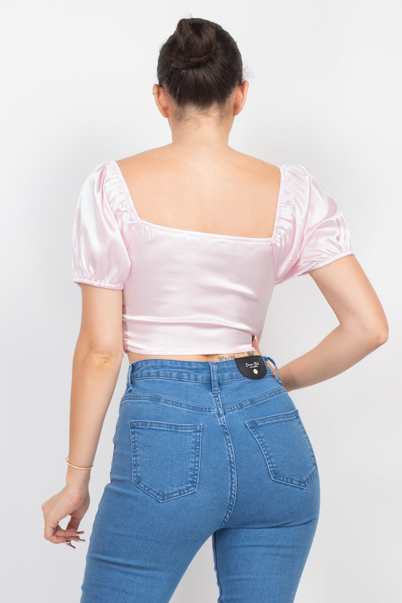 Puff Sleeve Sweetheart Crop Top