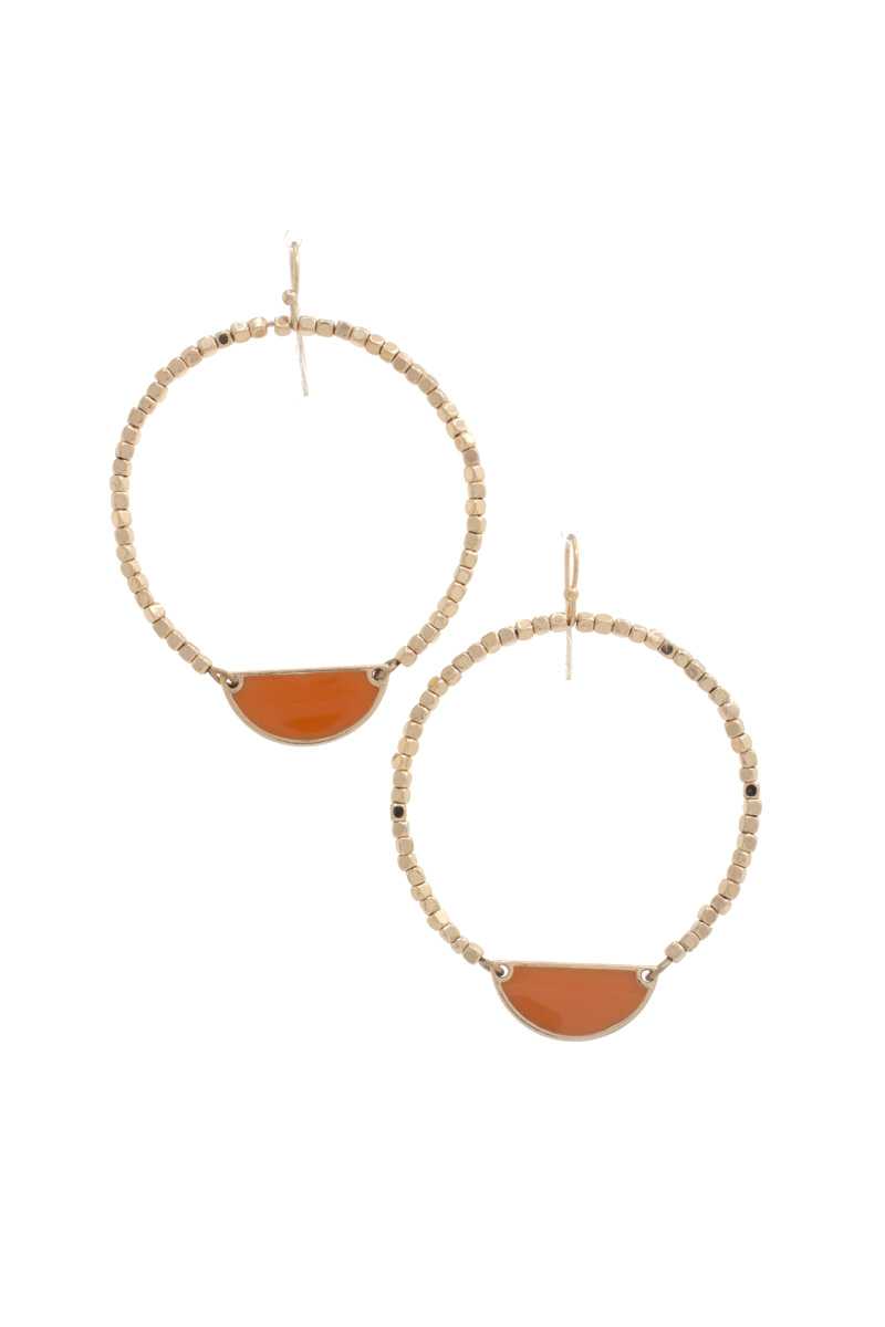 Half Circle Beaded Round Earring