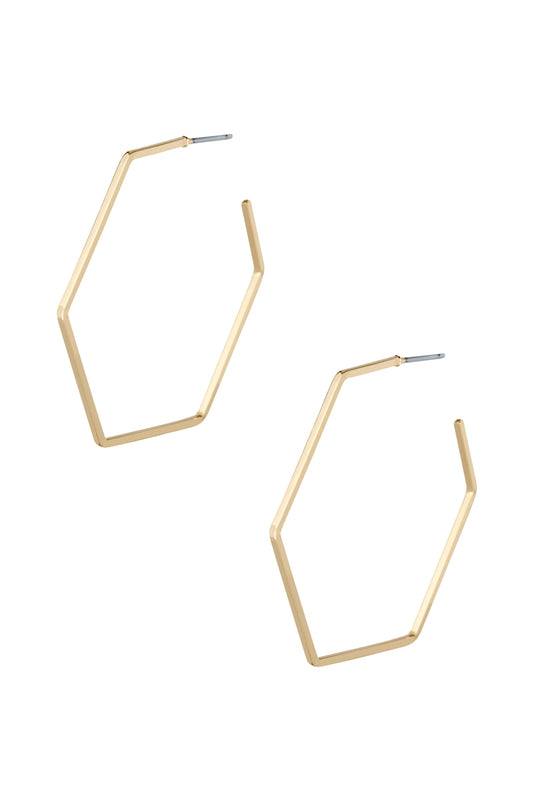 Metal Hexagon Hoop Earring