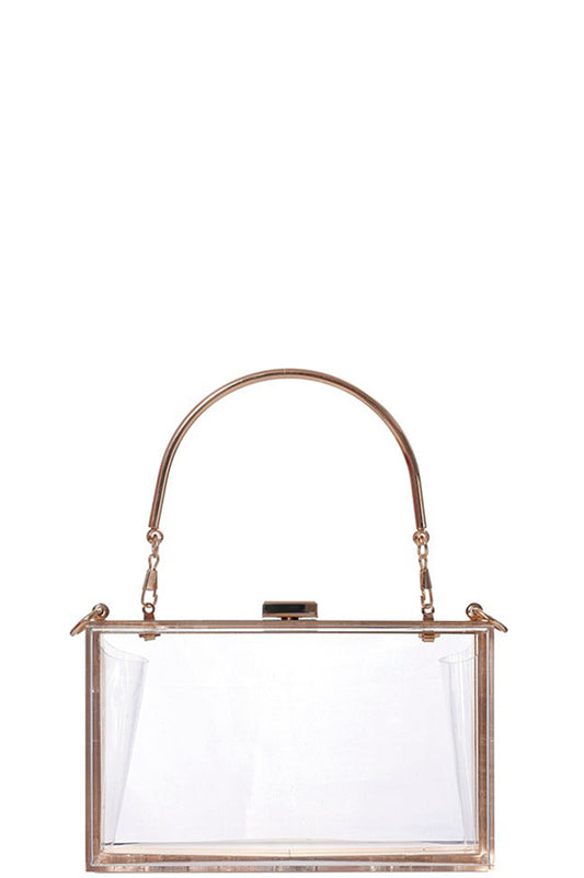 Fashion Metal Clear Square Handle Clutch