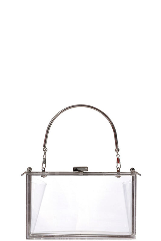 Fashion Metal Clear Square Handle Clutch