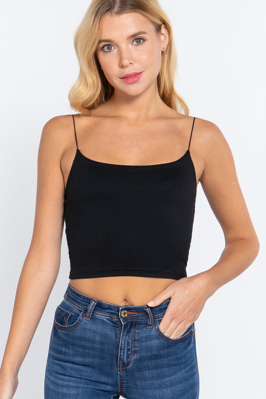 Elastic Strap Two Ply Dty Brushed Knit Cami Top