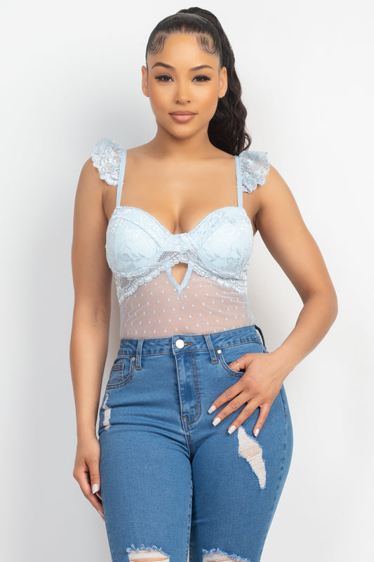 Sweetheart Cut-out Cami Ruffled Bodysuit