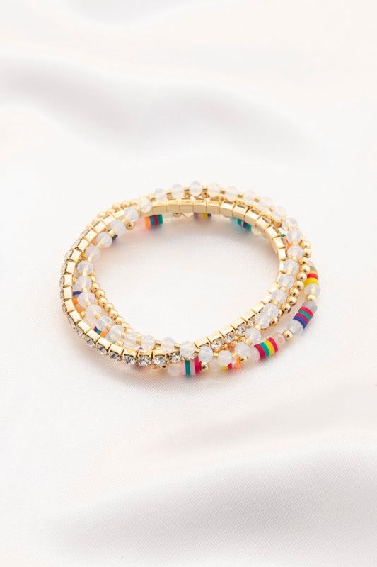 Rubber Disc Rhinestone Beaded Bracelet