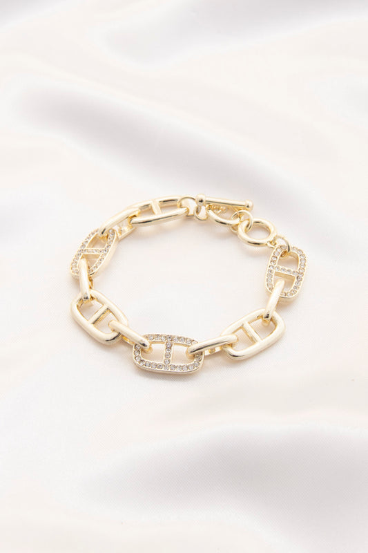 Oval Link Rhinestone Bracelet