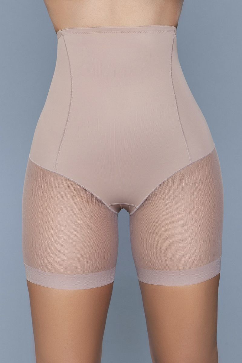 Nude High Waist Mesh Shorts Body Shaper With Waist Boning