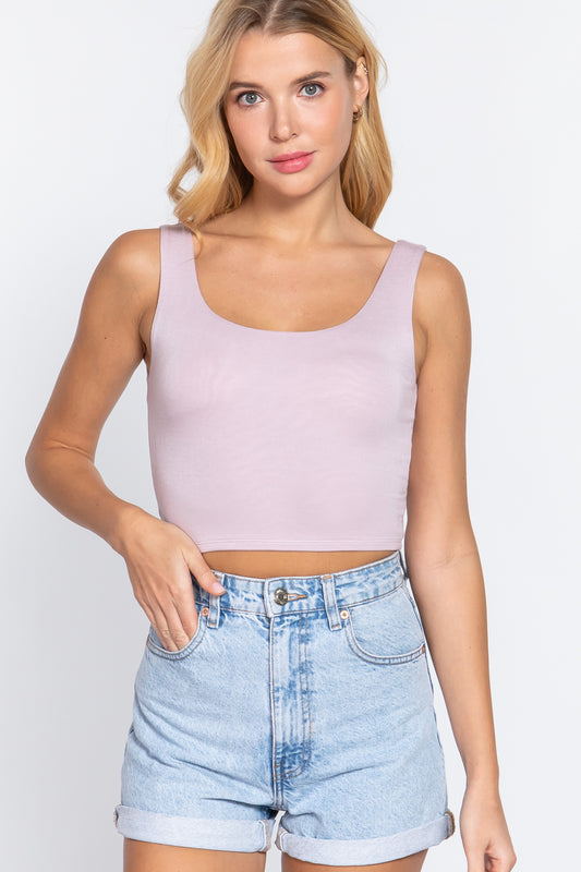 Scoop Neck 2 Ply Crop Tank Top