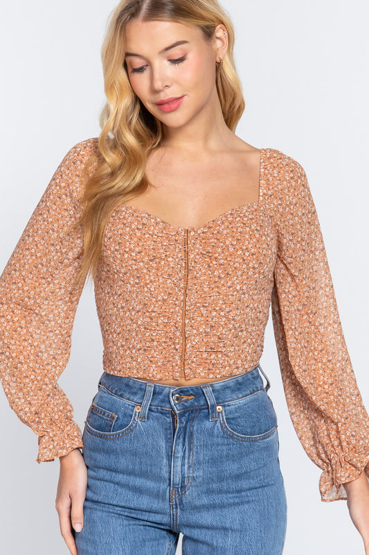 Hook & Eye Floral Print Woven Top