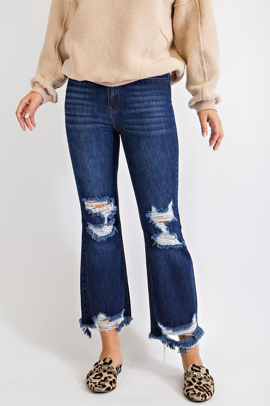 Washed Distressed Denim Pants