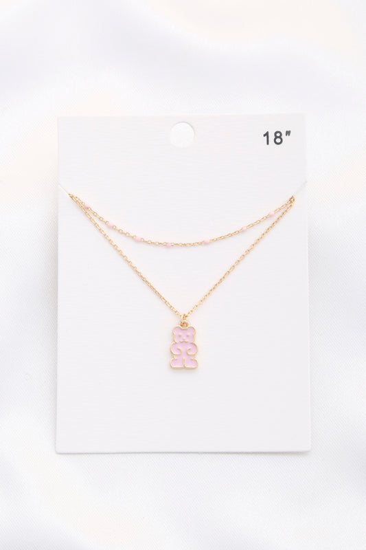 2lyd Teddy Bear Pendant Necklace With Color