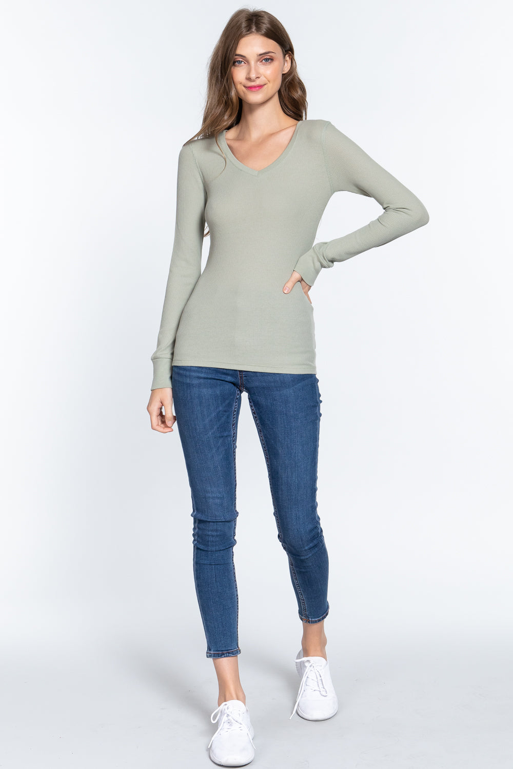 Long Slv V-neck Thermal Top